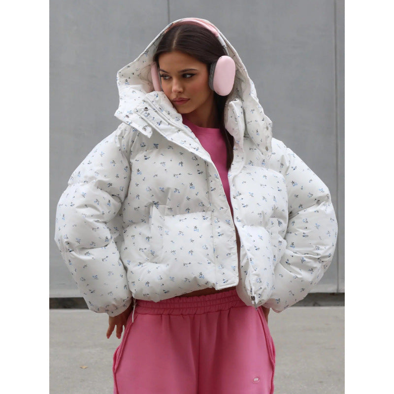 Damen gefütterte Blumensteppjacke im modernen Schnitt R&B