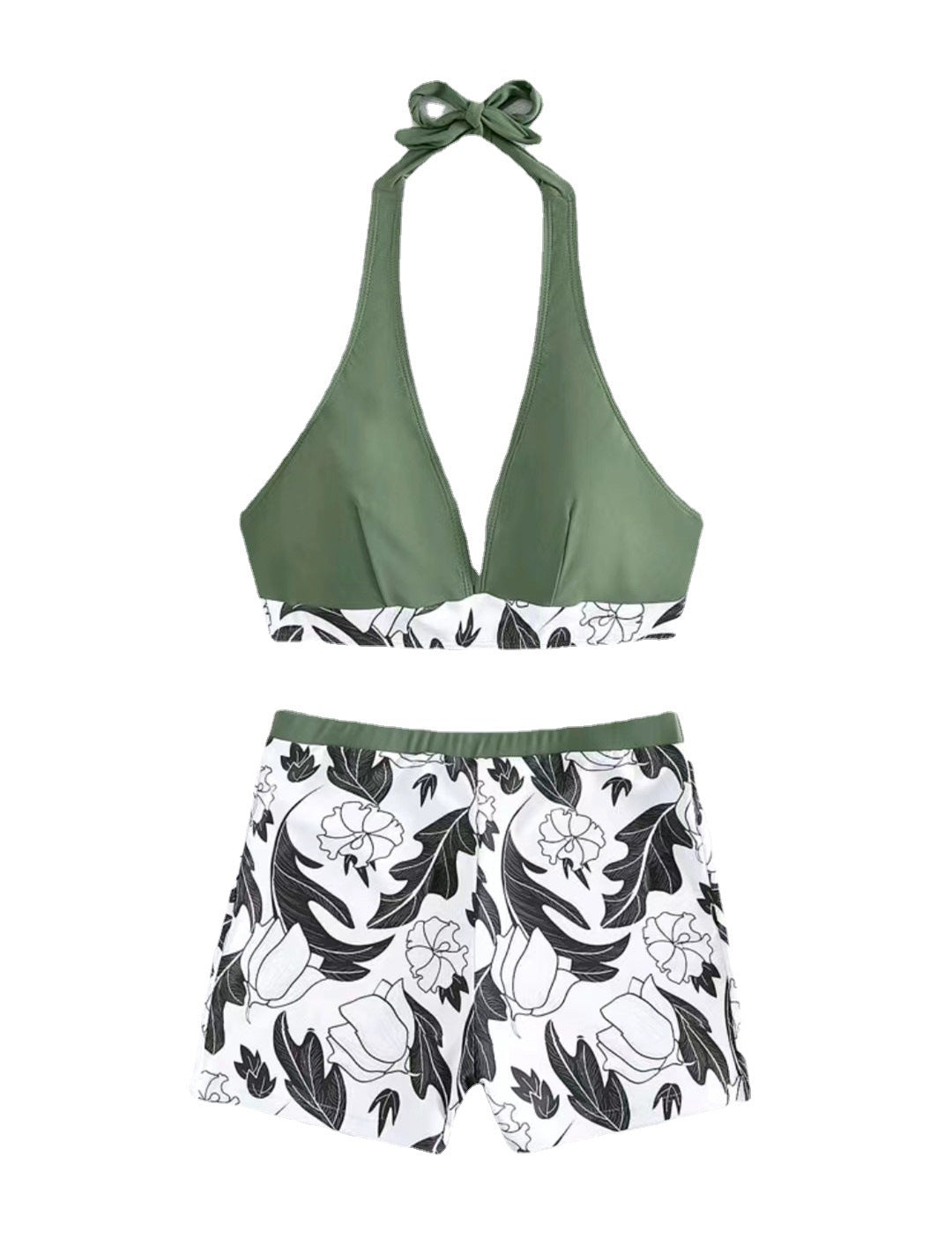 Damen Triangel-Bikini mit floralem Shorts-Design R&B