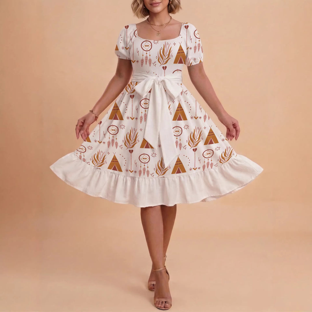 Damen Kleid mit tailliertem Schnitt und verspieltem Blumenmuster R&B
