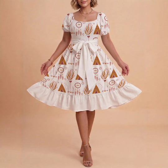 Damen Kleid mit tailliertem Schnitt und verspieltem Blumenmuster R&B