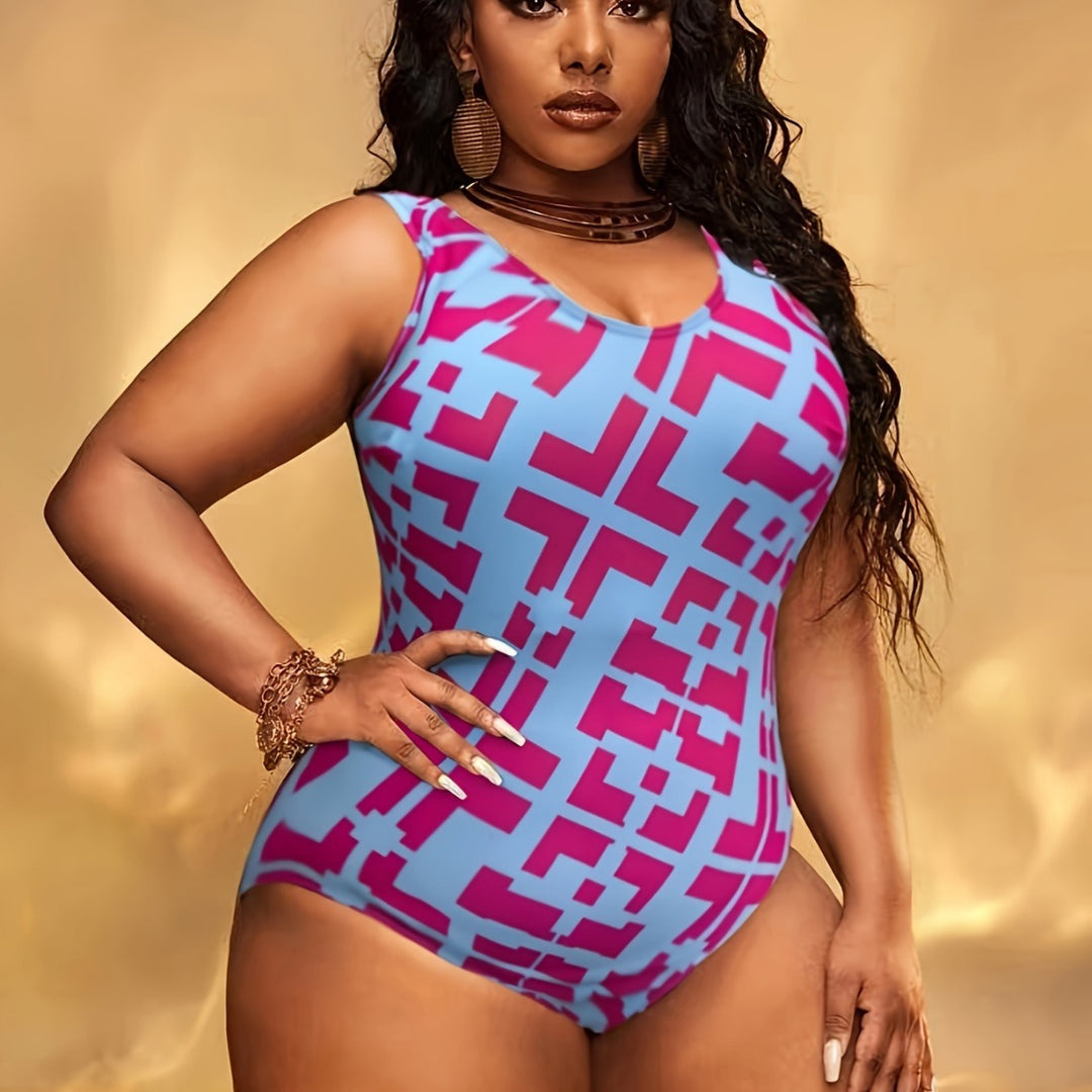 Damen Einteiler Badeanzug mit modernem geometrischen Design R&B