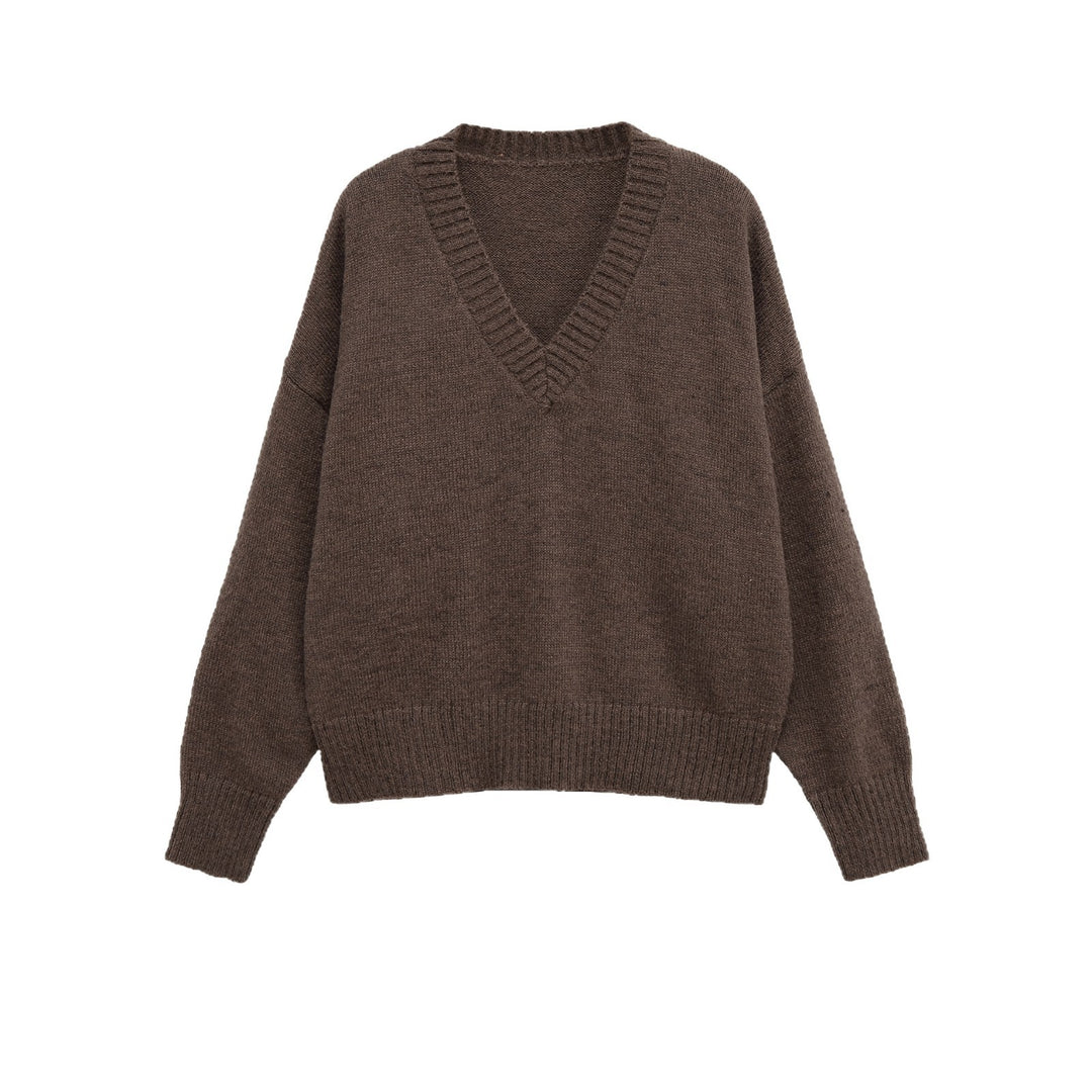 Damen V-Ausschnitt Strickpullover mit lässigem Schnitt R&B