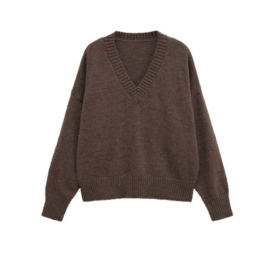 Damen V-Ausschnitt Strickpullover mit lässigem Schnitt R&B