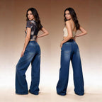 Damen Weite High-Waist Jeans im klassischen Design