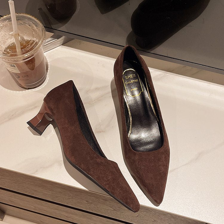 Damen elegante Spitzenpumps mit Komfort-Blockabsatz R&B