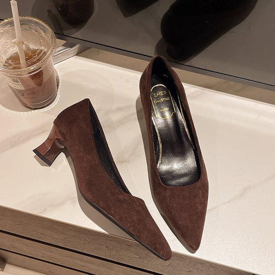 Damen elegante Spitzenpumps mit Komfort-Blockabsatz R&B