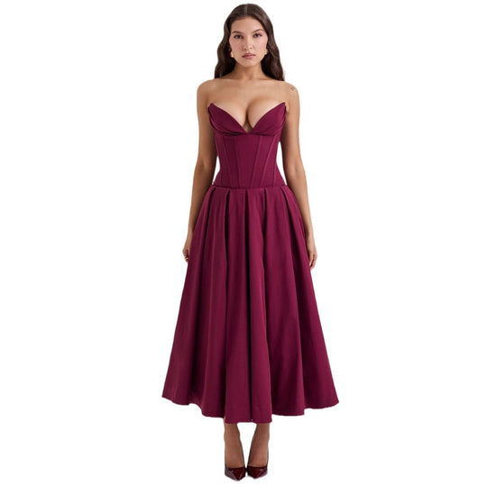 Damen A-Linien Abendkleid mit Korsett-Oberteil und schwingendem Rock R&B