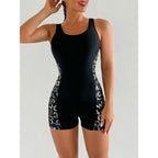 Damen Sportlicher Einteiler Badeanzug mit modischem Grafikdesign R&B