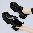 Damen Modische Plateau-Schnürschuhe mit doppeltem Riemenverschluss R&B