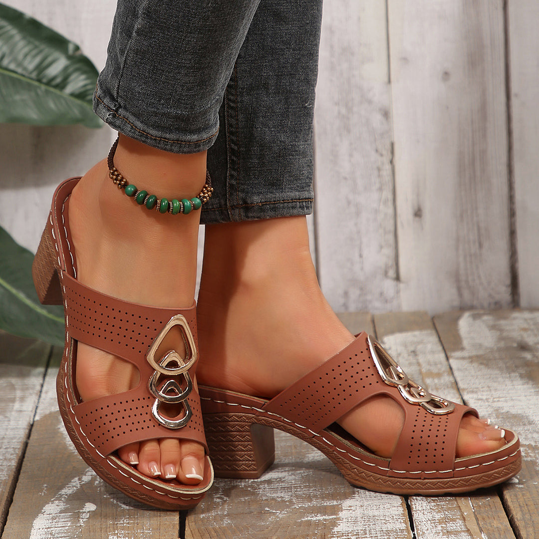 Damen elegante und atmungsaktive Pantolette mit modischem Schnallen-Design R&B