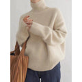 Damen Pullover mit hohem Kragen und weichem Materialmix R&B