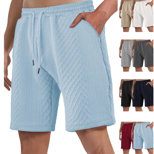 Herren nan strukturierte Strand-Bermuda aus Waffeljersey mit elastischem Kordelbund und schrägen Eingrifftaschen R&B
