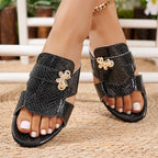 Damen Elegante Slip-On Sandalen mit dekorativer Schmetterlings-Applikation und funkelndem Absatz R&B