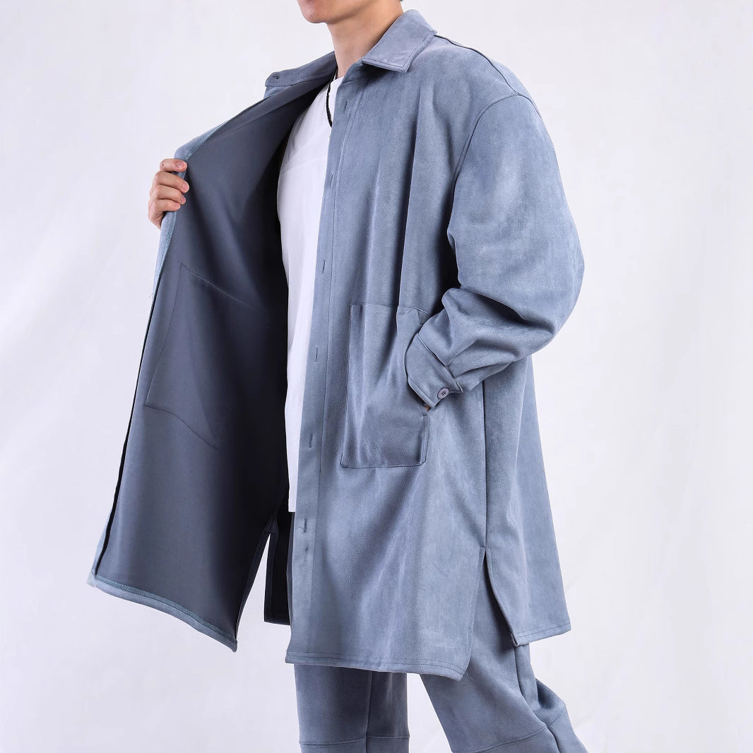 Damen Oversize Hemdenjacke aus weichem Suede mit großen Taschen R&B