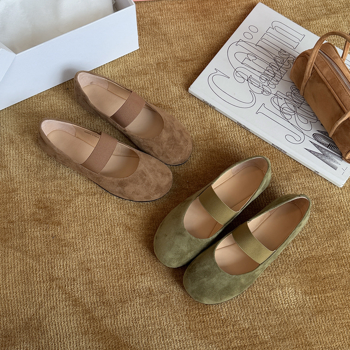 Damen Ballerinas mit modischem Riemchen und samtigem Obermaterial R&B