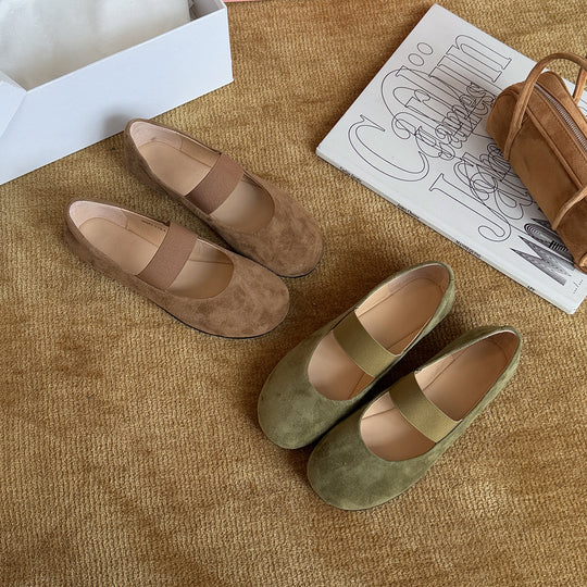 Damen Ballerinas mit modischem Riemchen und samtigem Obermaterial R&B