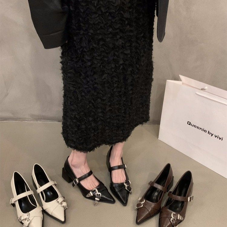Damen elegante Mary Jane Pumps mit modischer Schnalle und bequemer Blockabsatz R&B