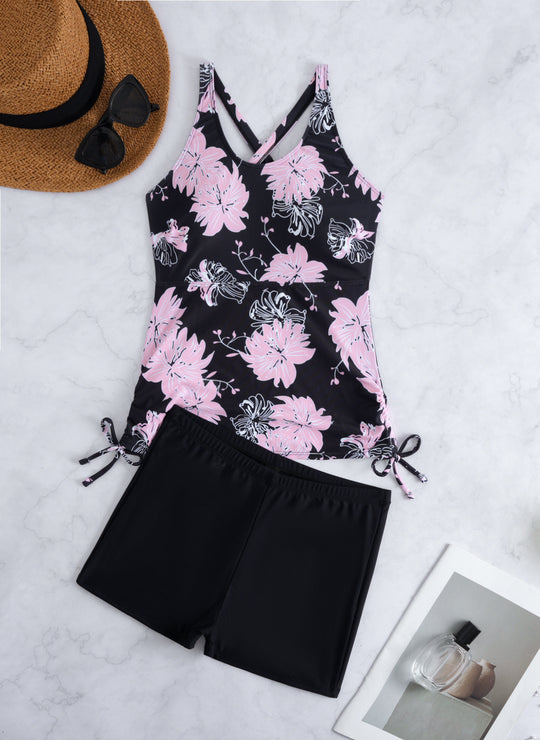 Damen Schwimm-Set mit verstellbaren Trägern und lässiger Hose R&B