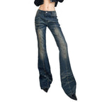 Damen Flared Jeans mit dekorativen Knopfdetails und herausragendem Denim-Finish R&B