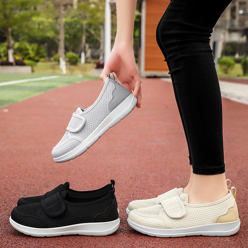 Damen Atmungsaktive Slip-On Freizeitschuhe mit verstellbarem Klettverschluss R&B