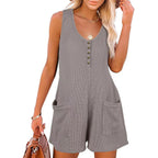 Damen lässiger Jumpsuit mit Knopfleiste und praktischen Taschen R&B