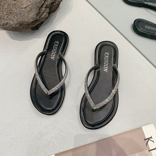 Damen elegante Flip-Flops mit Kristallverzierung R&B