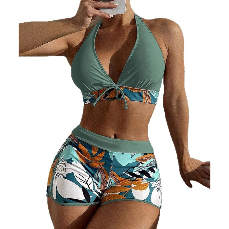 Damen Bikini-Set mit sportlichem High-Waist-Schnitt und verspieltem Blumenmuster