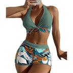 Damen Triangel-Bikini-Set mit hohem Bund und floralem Muster