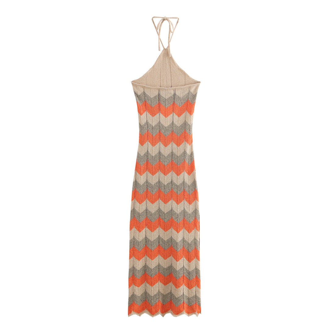 Damen Maxikleid mit raffiniertem Zick-Zack-Muster R&B