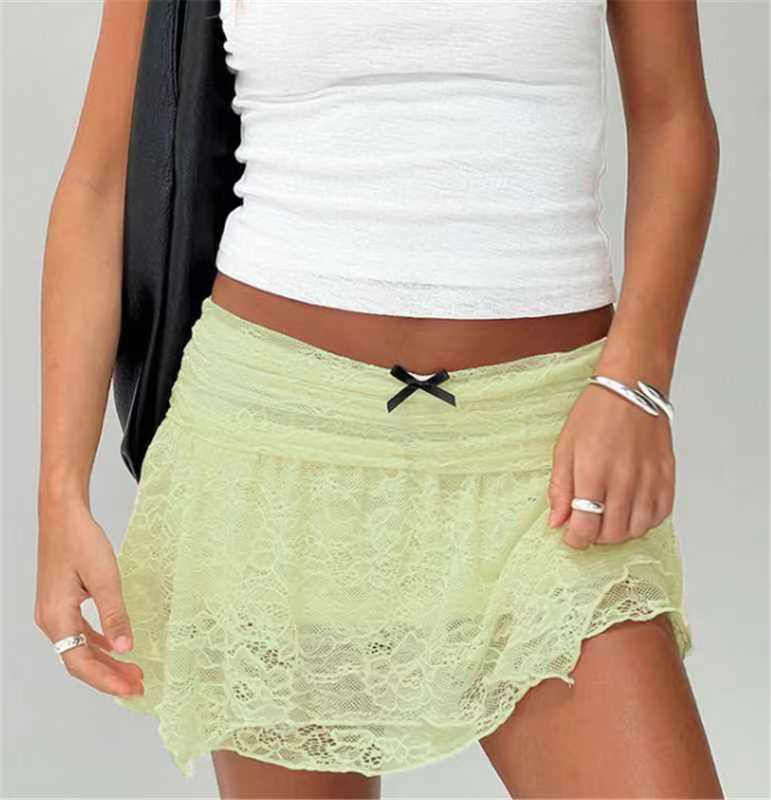 Damen Lässiger Spitzenrock mit adjustablem Bund R&B