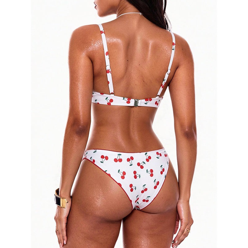Damen Push-Up Bikini mit fröhlichem Kirschdesign R&B