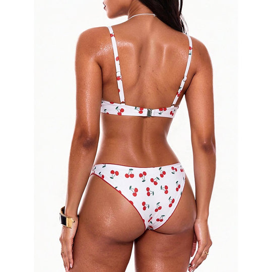 Damen Push-Up Bikini mit fröhlichem Kirschdesign R&B