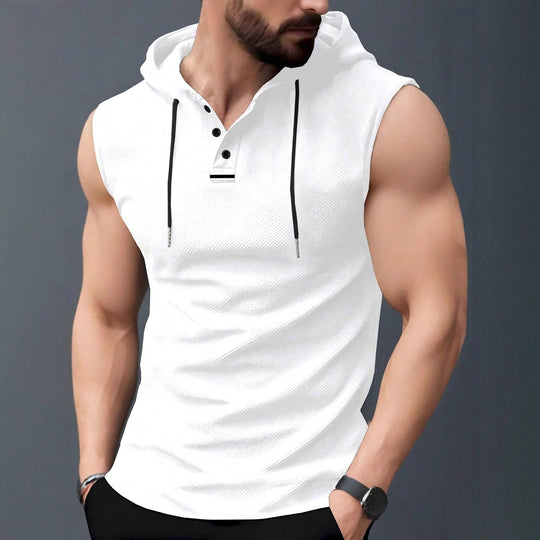 Herren ärmelloses Hoodie-Shirt mit strukturierter Oberfläche R&B