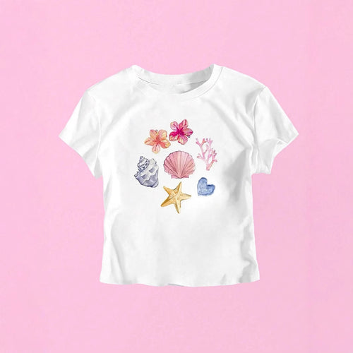 Damen Crop-T-Shirt mit maritimem Motiv R&B