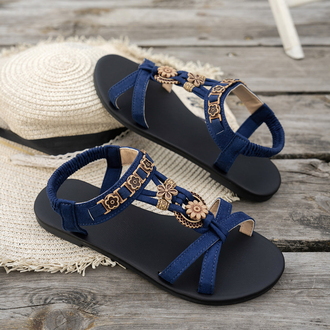 Damen Riemchen-Sandalen mit floralem Dekor und komfortablem Fußbett R&B