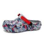 Damen modische Clogs mit einzigartigem grafischen Design und verstellbarem Riemen