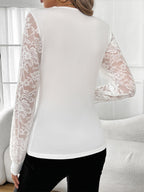 Damen Elegantes Langarmshirt mit Spitzenärmeln und Glitzerakzenten R&B
