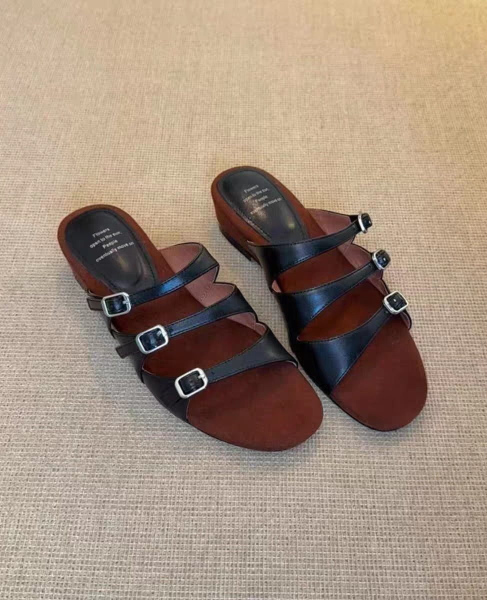 Damen eleganten Pantoletten mit modischen Riemen und zuverlässigem Halt R&B