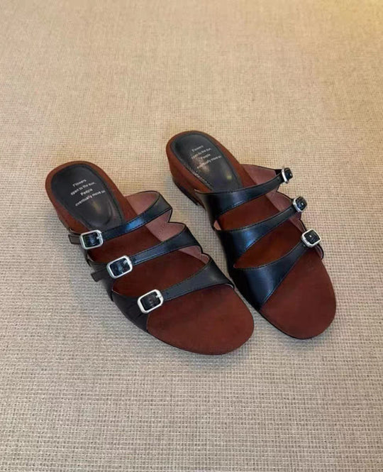 Damen eleganten Pantoletten mit modischen Riemen und zuverlässigem Halt R&B