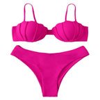 Damen Triangel-Bikini mit strukturierter Haptik und hochgeschnittenem Unterteil R&B