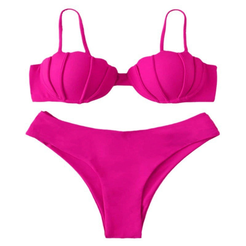 Damen Triangel-Bikini mit strukturierter Haptik und hochgeschnittenem Unterteil R&B