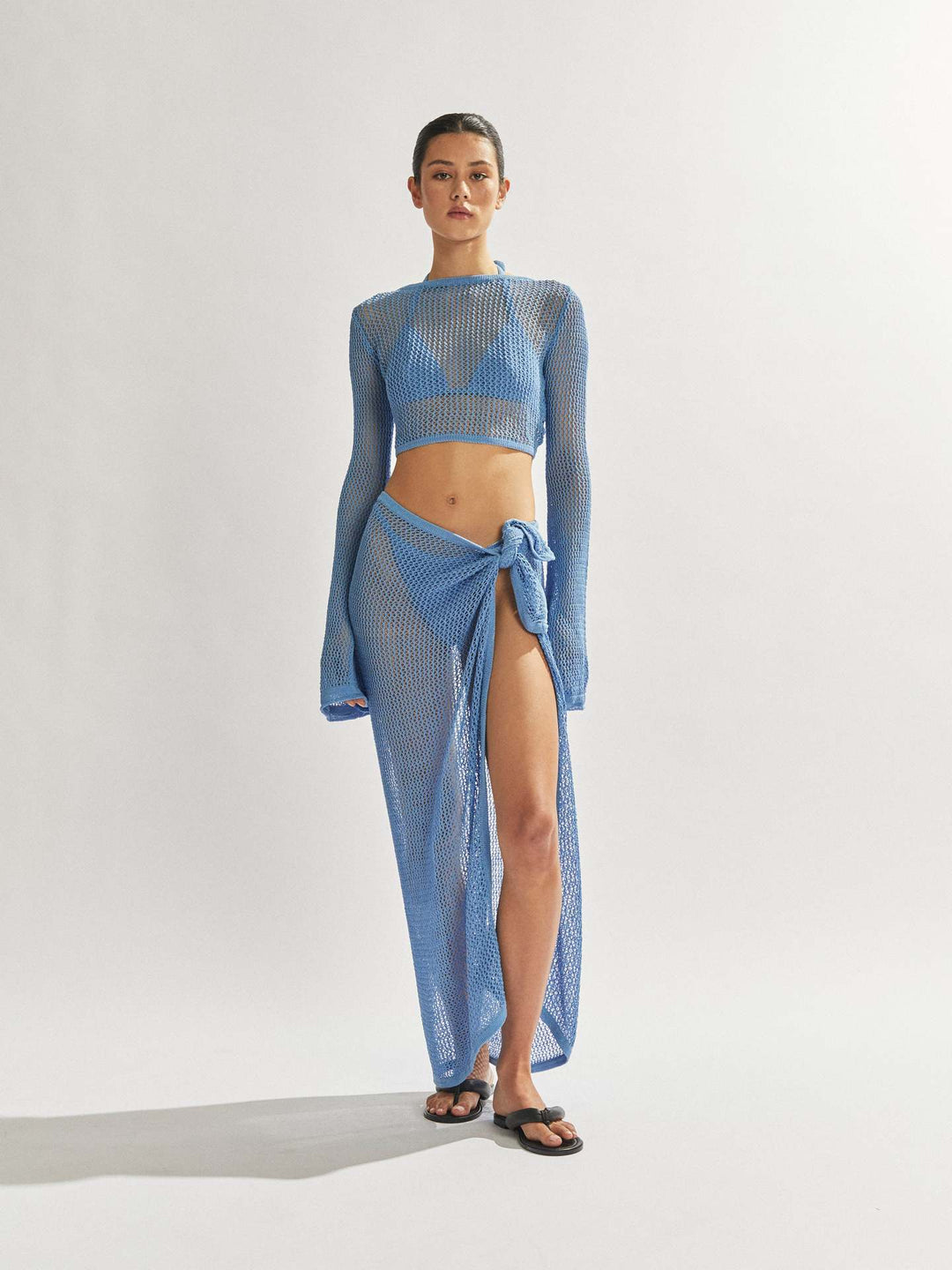 Damen durchsichtiger Strandanzug mit modischem Häkel-Design R&B