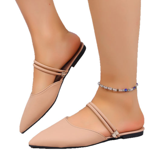 Damen elegante Ballerina-Pantoletten mit feinem Riemendesign R&B