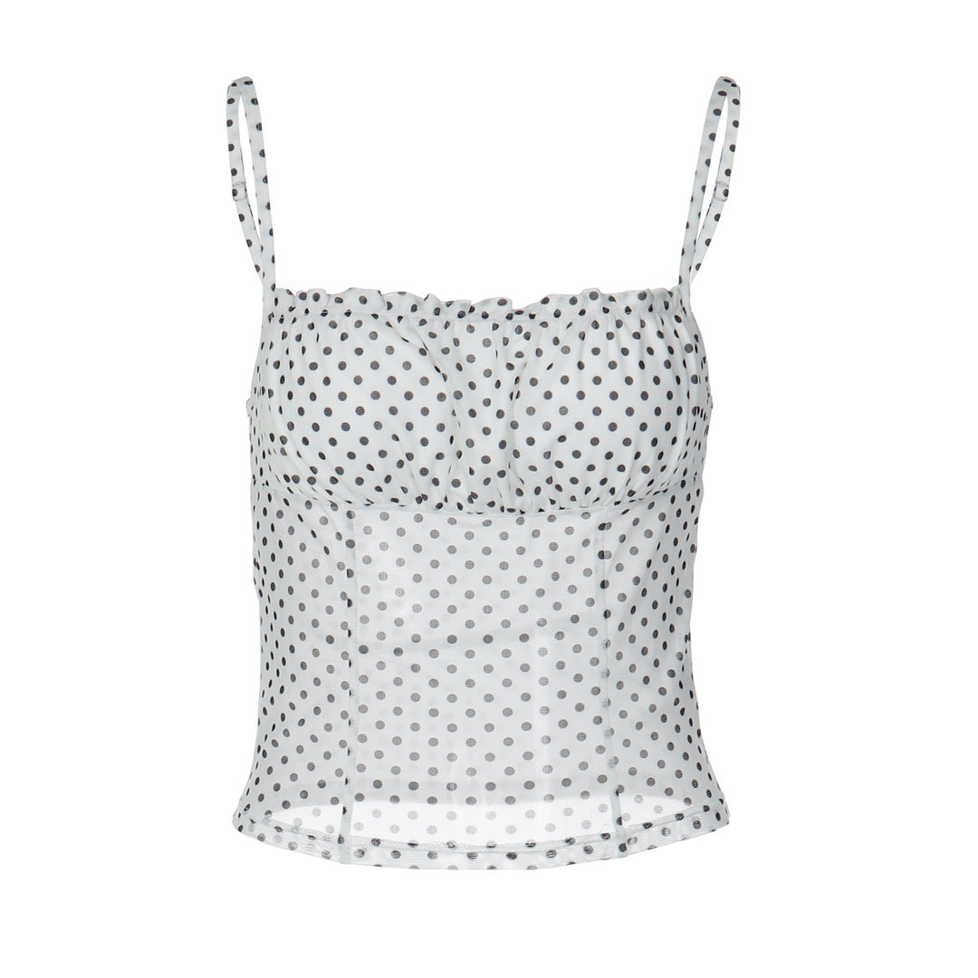 Damen Polka Dot Crop Top mit verstellbaren Trägern R&B