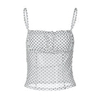 Damen Polka Dot Crop Top mit verstellbaren Trägern R&B
