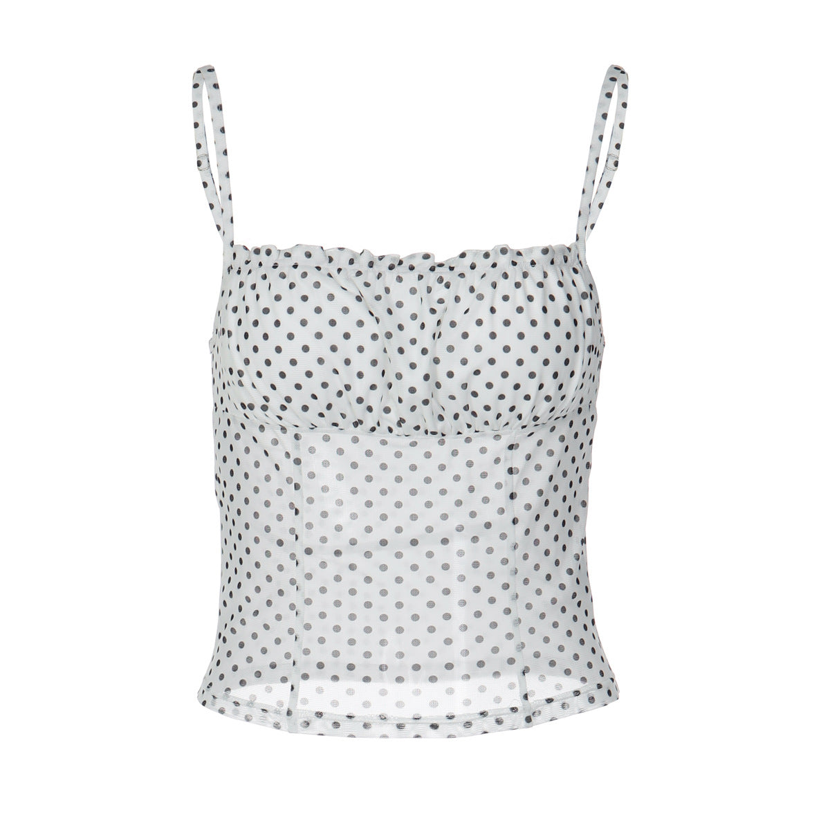Damen Polka Dot Crop Top mit verstellbaren Trägern R&B
