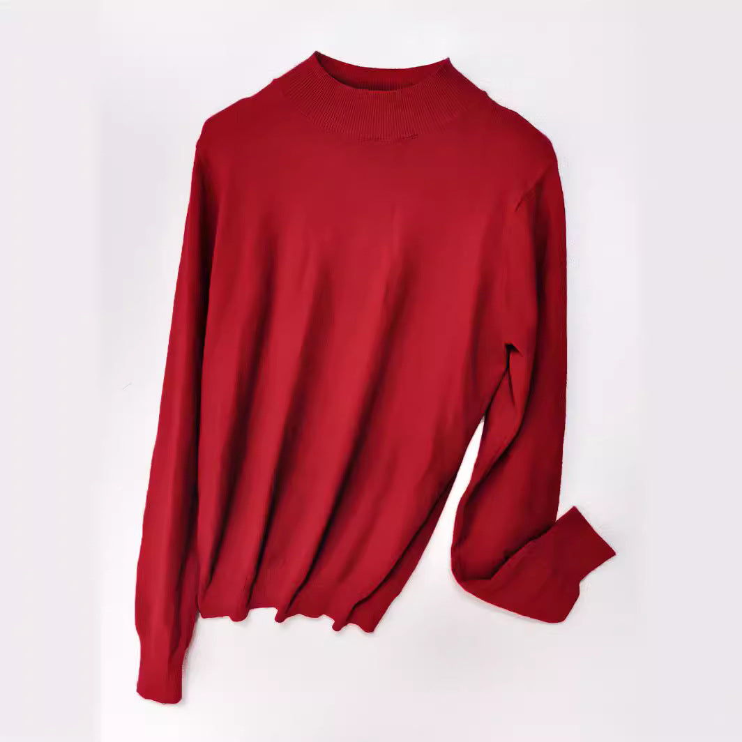 Damen Hochwertiger Pullover mit Stehkragen aus feinem Strick R&B