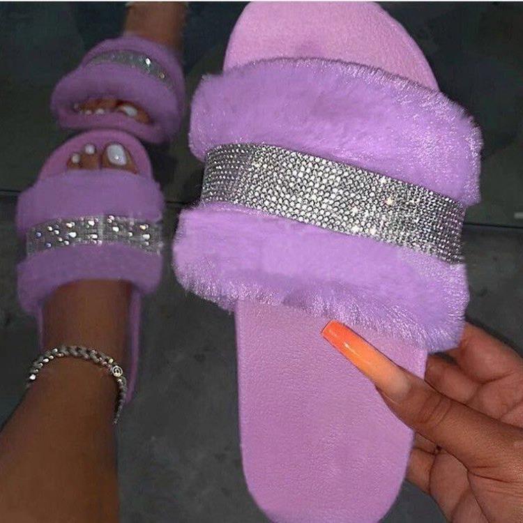 Damen Glamouröse Hausschuhe mit funkelnden Strass-Applikationen R&B