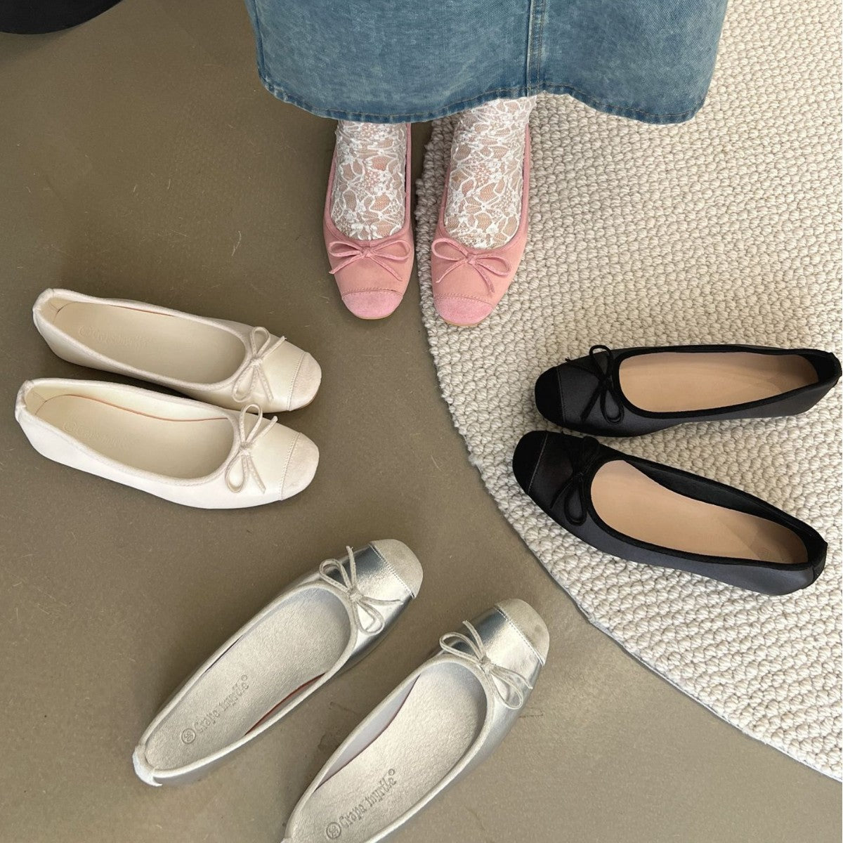 Damen elegante Ballerinas mit zartem Schleifen-Detail R&B