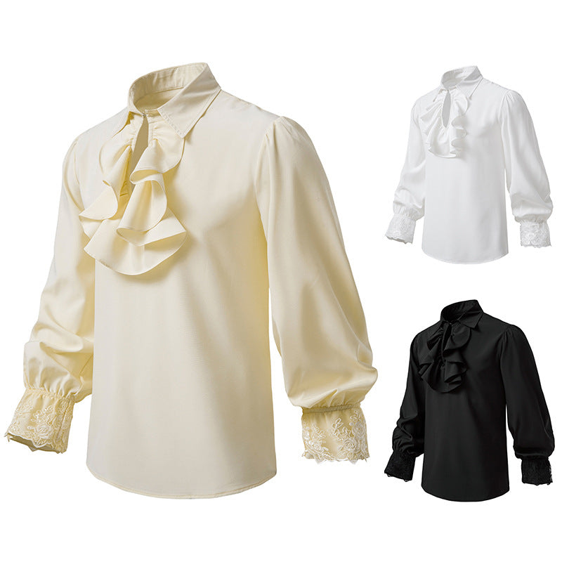 Damen Bluse mit Rüschendetails und Spitzenabschlüssen